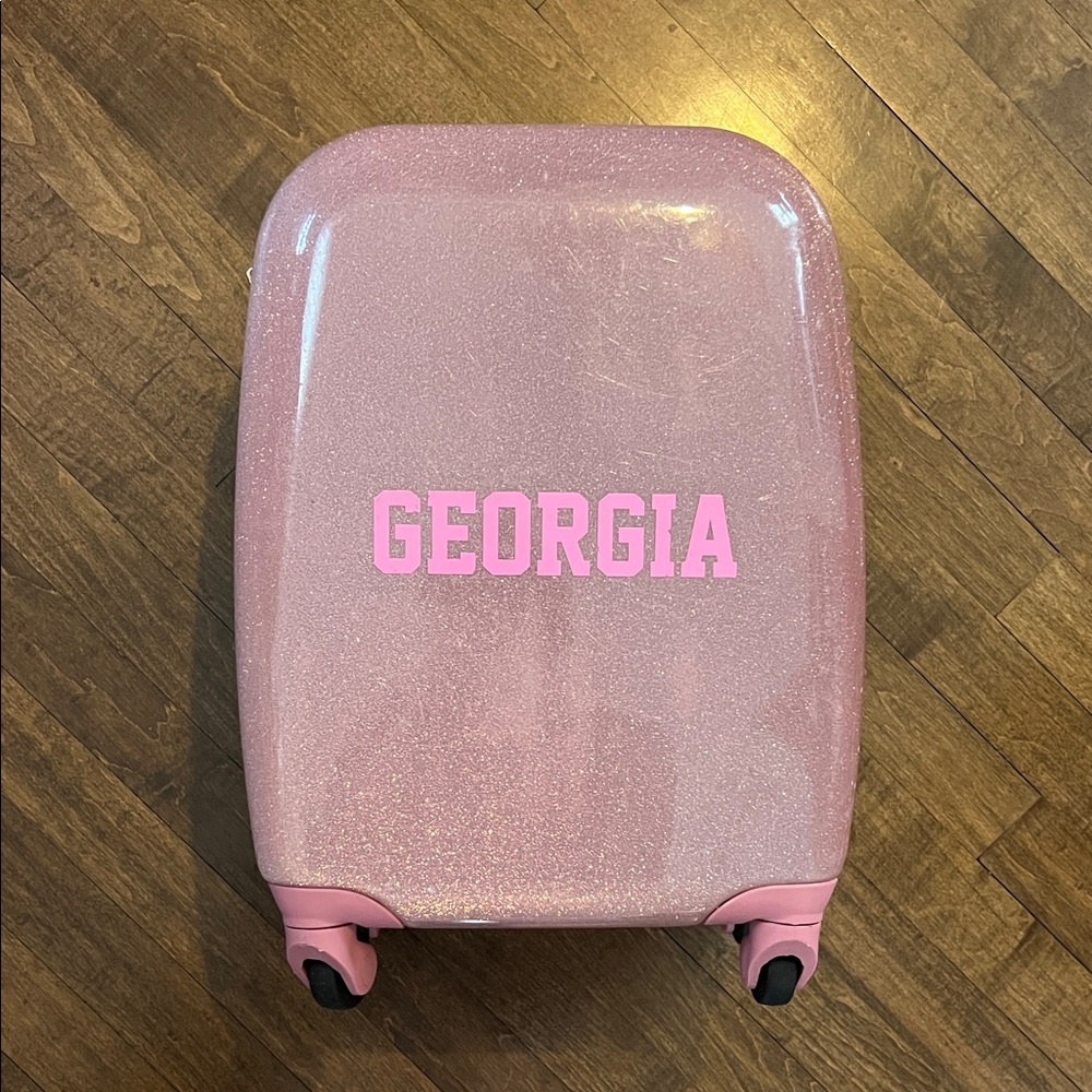 Pottery barn Pink Glitter Carry-On Luggage